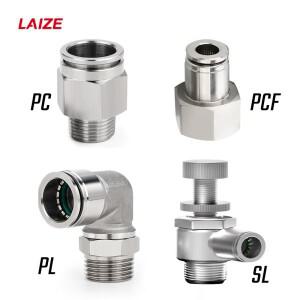 304 스테인리스 스틸 공압 호스 피팅 PC PL SL 퀵 릴리즈 밸브 파이프 1/8 1/4 3/8 1/2BSPT 에어 튜브 커넥