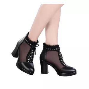 메쉬 여자 구두 샌들 시원한 여름 부츠 봄 신발 통굽 여성 힐