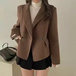 여성 겨울 모직 더블카라 숏코트 미니멀 포멀 아우터 4색 khQ9+5bwX