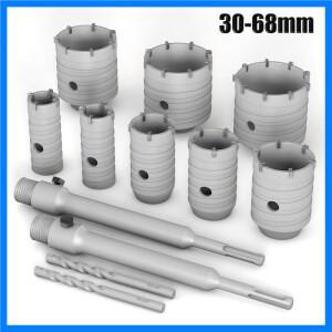 SDS 플러스 생크 포함 콘크리트 구멍 톱, 콘크리트, 시멘트, 벽돌, 돌, 벽 드릴링용, 30-68mm, 200mm, 4 개