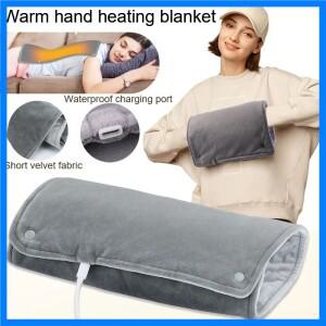 겨울 사무실 및 가정용 USB 온열 손난로 숄 따뜻한 손과 다리용 짧은 벨벳 원단 난방 담요