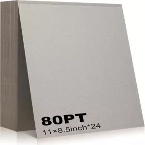24개의 북 보드 80PT 0.086인치 두꺼운 바인더 칩보드 그레이 헤비 듀티 판지 시트 책 제본 커버 액자 백킹