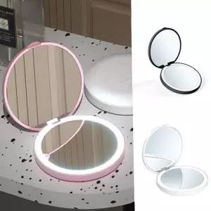 휴대거울 LED 화장 메이크업 미니 접이식 양면 확대 손거울