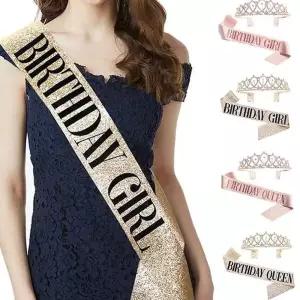 생일 어깨띠 공주세트 파티 장식 머리띠 데코용 소품