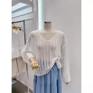 갤러리아 [ab.f.z]브이넥 그물 망사 니트(ATA2HW33D)