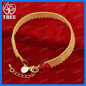 ALITREE 18K 골드 시계 밴드 팔찌 여자 남자 생일 파티 웨딩 약혼 보석 폭 10mm 체인 선물