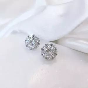 다이아몬드 주얼 다이아 꽃 클러스터 스터드 귀걸이 파티 여성