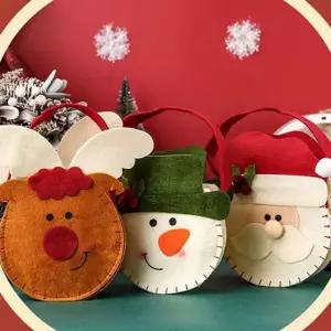 크리스마스 사과 주머니 산타 눈사람 사슴 포켓 장식