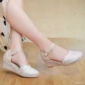 웨지힐슬리퍼 스트랩 통굽 신발 슬리퍼 키높이 웨지힐