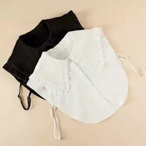 넥케이프 이너카라 면 페이크 빅 빅카라 프릴 레이어드 니트셔츠 블라우스