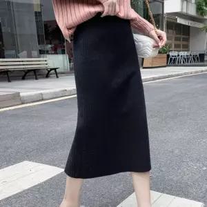 겨울 h라인 골지 니트 허리 밴딩 롱치마 스커트 4컬러 미디