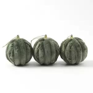 패브릭 장식볼 세로줄폼폼이 3개 8cm 따뜻한 오너먼트 트리볼 크리스마스 소품 트리품 장식품 인형 용품 성