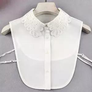 플라워 자수 레이어드 넥케이프 블라우스 페이크 카라 목레이스 여자 탈부착