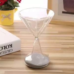 와인잔타임 유리 모래시계(3분) (실버)실버 장식용 인테리어 투명 잔모래 선반 테이블 홈데코