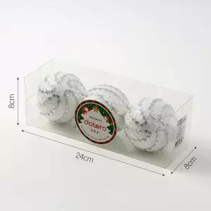 실버화이트 글리터 장식볼 블링회오리 8cm 3개 세트 오너먼트크리스마스 트리볼 크리스마스볼 성탄절 꾸미