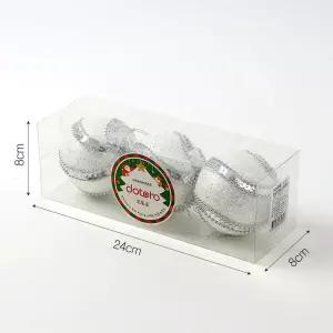 실버화이트 글리터 장식볼 구슬회오리 8cm 3개 세트 오너먼트크리스마스 트리볼 크리스마스볼 성탄절 꾸미