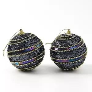 다크블루 글리터 장식볼 가로구슬 10cm 2개 세트 오너먼트크리스마스 트리볼 크리스마스볼 성탄절 꾸미기