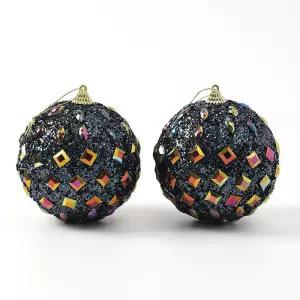 다크블루 글리터 장식볼 쥬얼리파티 10cm 2개 세트 오너먼트크리스마스 트리볼 크리스마스볼 성탄절 꾸미기