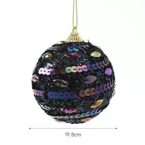 다크블루 글리터 장식볼 큐빅 앤 스팽글 8cm 3개 세트 오너먼트크리스마스 트리볼 크리스마스볼 성탄절 꾸