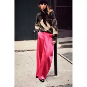 ZARA 다이아몬드 오프숄더 니트 스웨터 - 그레이 / 베이지 {QHJ}