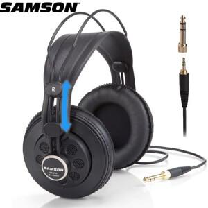 Samson SR850 모니터링 HIFI 헤드셋 스튜디오용 세미 오픈백 헤드폰, 가죽 이어컵 포함, 소매 상자 없음