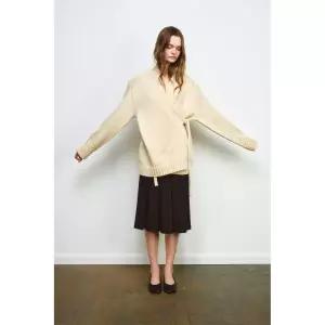 ZARA 로브 크로스 니트 재킷 - 크림 {QHJ}