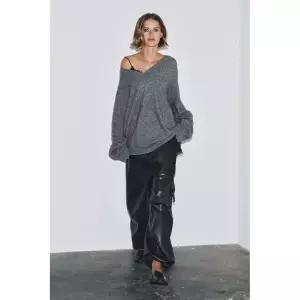 ZARA 울 오버사이즈 스웨터 - 그레이 {QHJ}