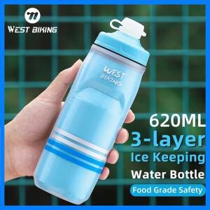 서쪽 자전거 사이클링 물병 냉수 절연 열 실리콘 병 Fitnes 야외 자전거 휴대용 620ml 물 주전자