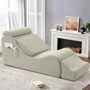 요가 의자 라운지 사이드 포켓 헤드레스트 허리 패드가 있는 인체공학적 체이스 오스만 스트레칭 마사지