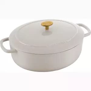 발라리니 벨라몬테 주물 다리미 4.75qt 타원형 더치 오븐 - 크레마 화이트