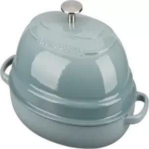 가장자리 주조 에나멜 타원형 주철 더치 오븐 냄비 뚜껑 사워도우 빵 굽기용 브레드 6QT 씨솔트