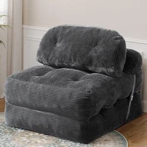 벨로리스 접이식 소파 침대 등받이와 베개 이불이 있는 컨버터블 의자 거실/객실/홈 오피스용 뼈 없는 다크