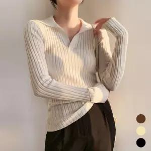 형광 긴팔 브이넥 맨투맨 카라 여성티셔츠 스타일 나시 하프넥