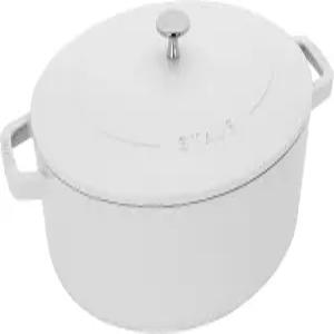 STAUB 주철 6.25qt 와이드 타원형 네덜란드 오븐 순백색