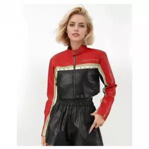 컬러 가죽 쟈켓 스파이스 긴팔 오토바이 락커 페이크 차이나