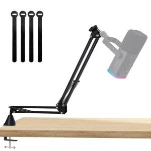 SUNMON 로우 프로파일 마이크 암, HyerX 쿼드캐스트용 붐 블루 예티, 피핀 AM8, 하이퍼X 솔로캐스트 등, 암 데스크 마운트(3/8인치~5/8인치 어댑터 포함)