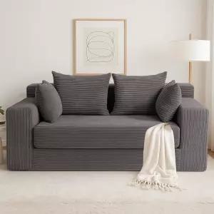 콜드루도 컨버터블 소파 침대 3/1 러브시트 접이식 - 뼈 없는 바닥 이불 코듀로이 거실용 베개 4개 포함