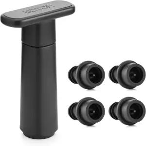 4개의 스토퍼 와인 및 보존기가 포함된 WOTOR 세이버 진공 펌프 재사용 가능한 병 씰러가 신선하고