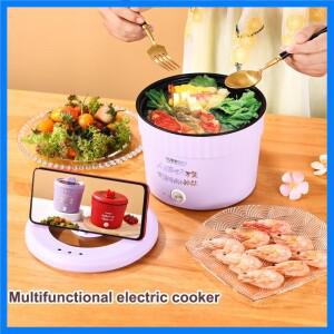 가정용 다기능 미니 전기 냄비, 요리 더블 레이어 화상 방지 휴대용 논스틱 1.2L