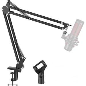 블루 예티 HyperX 쿼드캐스트 솔로캐스트용 IJESA 붐 암 마이크 스탠드 스노우볼 피파인 슈어 SM7B 및 기타 마이크, 미디엄, 블랙
