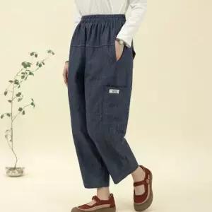 티클 패치 배기 데님팬츠 마담 미시 중년 여성 빅사이즈 40대 50대