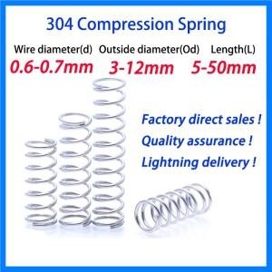 10Pcs 0.6mm 스테인레스 스틸 마이크로 소형 압축 스프링 OD 3mm4mm5mm6mm7mm8mm9mm10mm11mm12mm L: 5mm-50