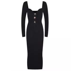 [에이치플러스몰]스퀘어넥 버튼 니트 롱원피스 슬림핏 하객룩 2color SL-1004428