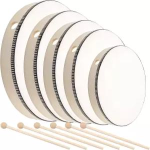 타이컷 핸드 드럼 세트 5개 스틱이 있는 6인치 7인치 8인치 10인치 12인치 우드 프레임 키트 핸드헬드