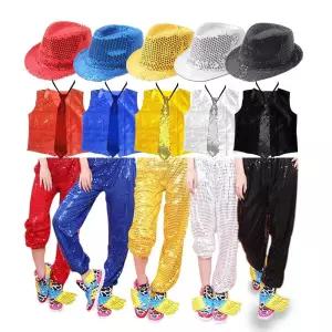 스팽글 무대의상 반짝이 4종세트(모자넥타이조끼바지) 스팽글 반짝이모자