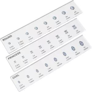 WOJOGO 다이아몬드 사이즈 가이드 키트 - 원형 타원형 프린세스 모양을 위한 약혼 반지 및 모양 비교 도구