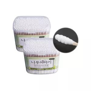 나무이야기 원터치 사각 면봉 350EA X 6P (7581)-O 나무면봉 원형면봉