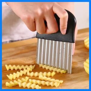 스테인리스 스틸 웨이브 나이프 감자 커팅 프렌치 프라이 주방 커터 울프 팡 도구 야채 절단용