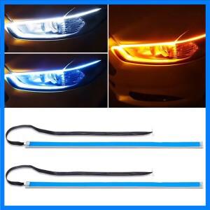 1pcs 12V LED DRL 자동차 주간 러닝 라이트 유연한 방수 스트립 헤드 흰색 회전 신호 노란색 브레이크 흐름
