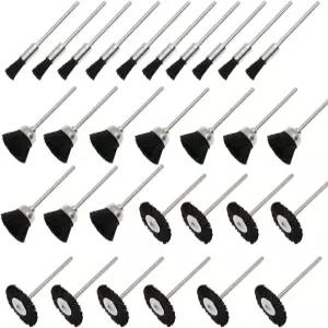 니우피카 소프트 나일론 브리스틀 브러시 컵 와이어 세트 청소 연마 액세서리 2.35mm 섕크 30개 로터리